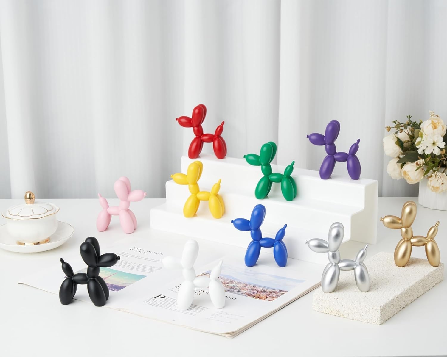 Colorful 4 Inch Balloon Dog Statues – Fun Resin Decor for All Occasions