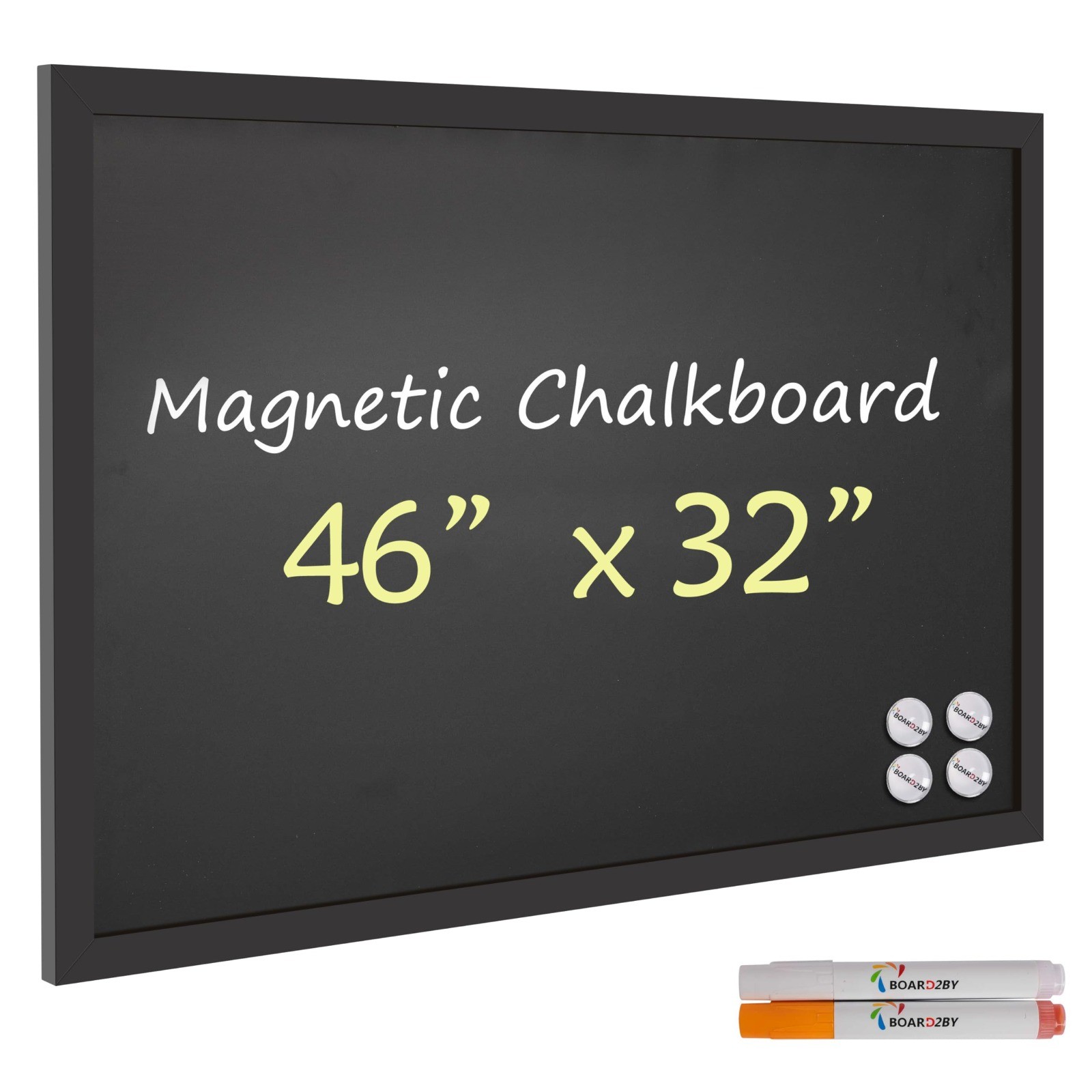 Magnetic Chalkboard Black Board 46″ x 32″ Extra Large Chalk Board for Wall Decor