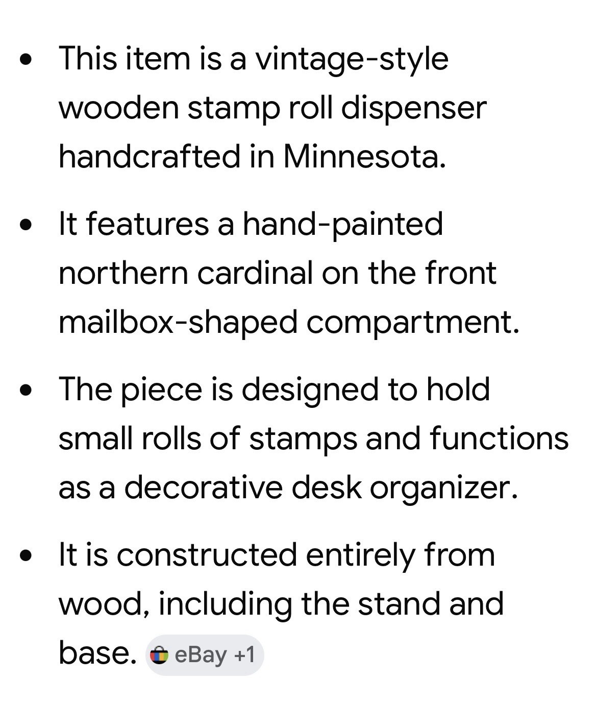 Hand Made In Minnesota Wooden Mailbox Stamp Roll Dispenser Folk Art Vintage Used