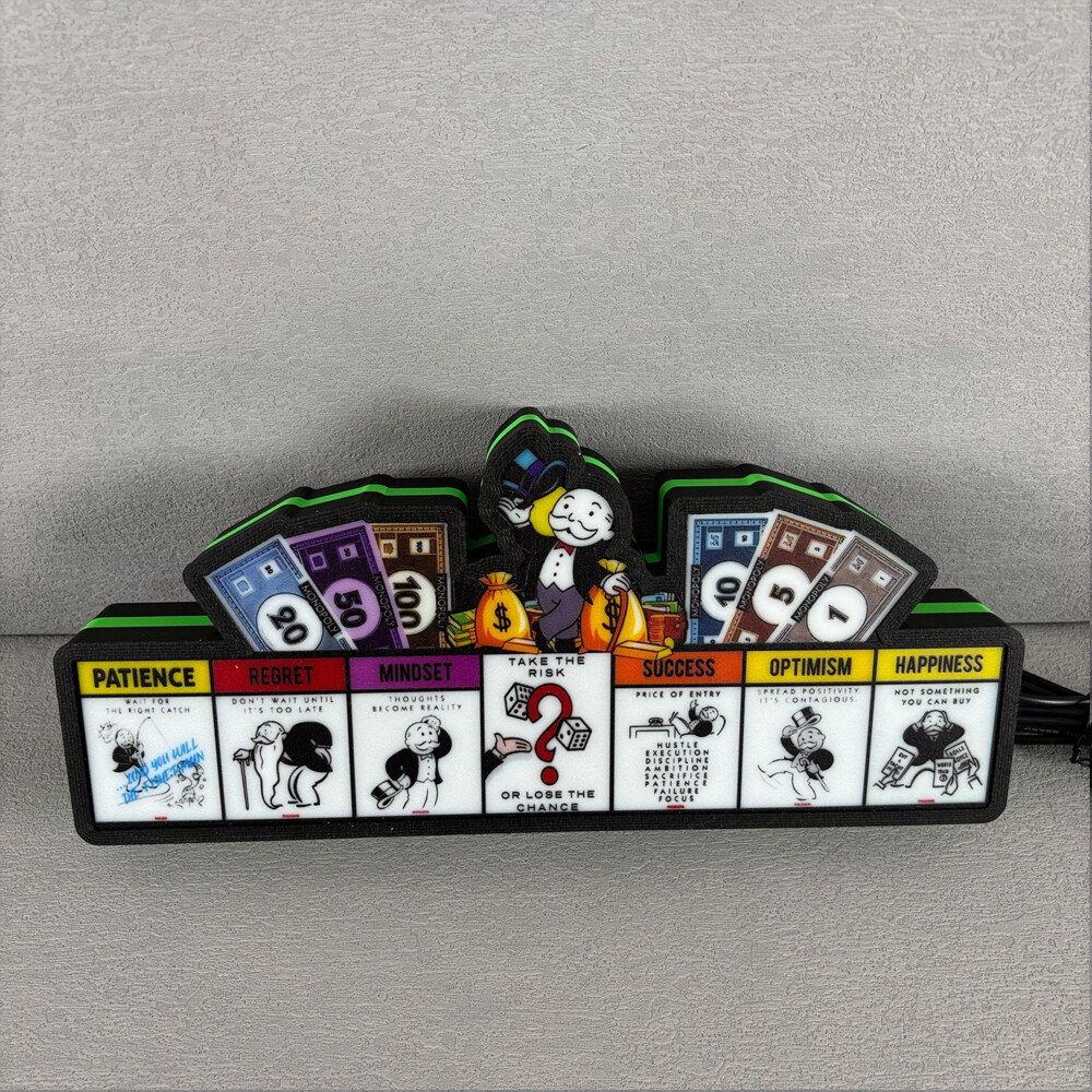 Monopoly Pinball Topper 3D Printed LED Lightbox for Game Decor