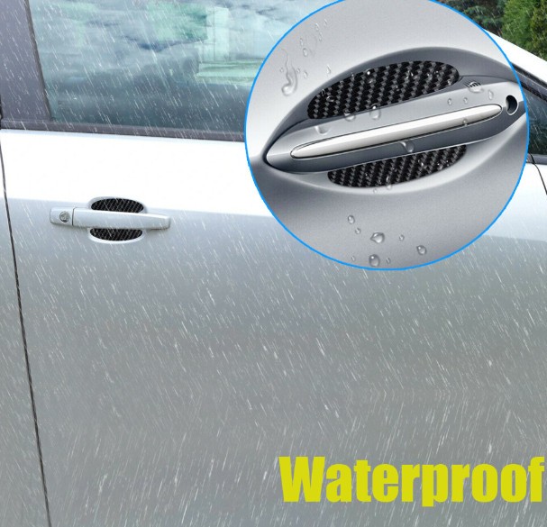 4PCS Carbon Fiber Door Handle Car Stickers Decal Protector Film Anti Scratch