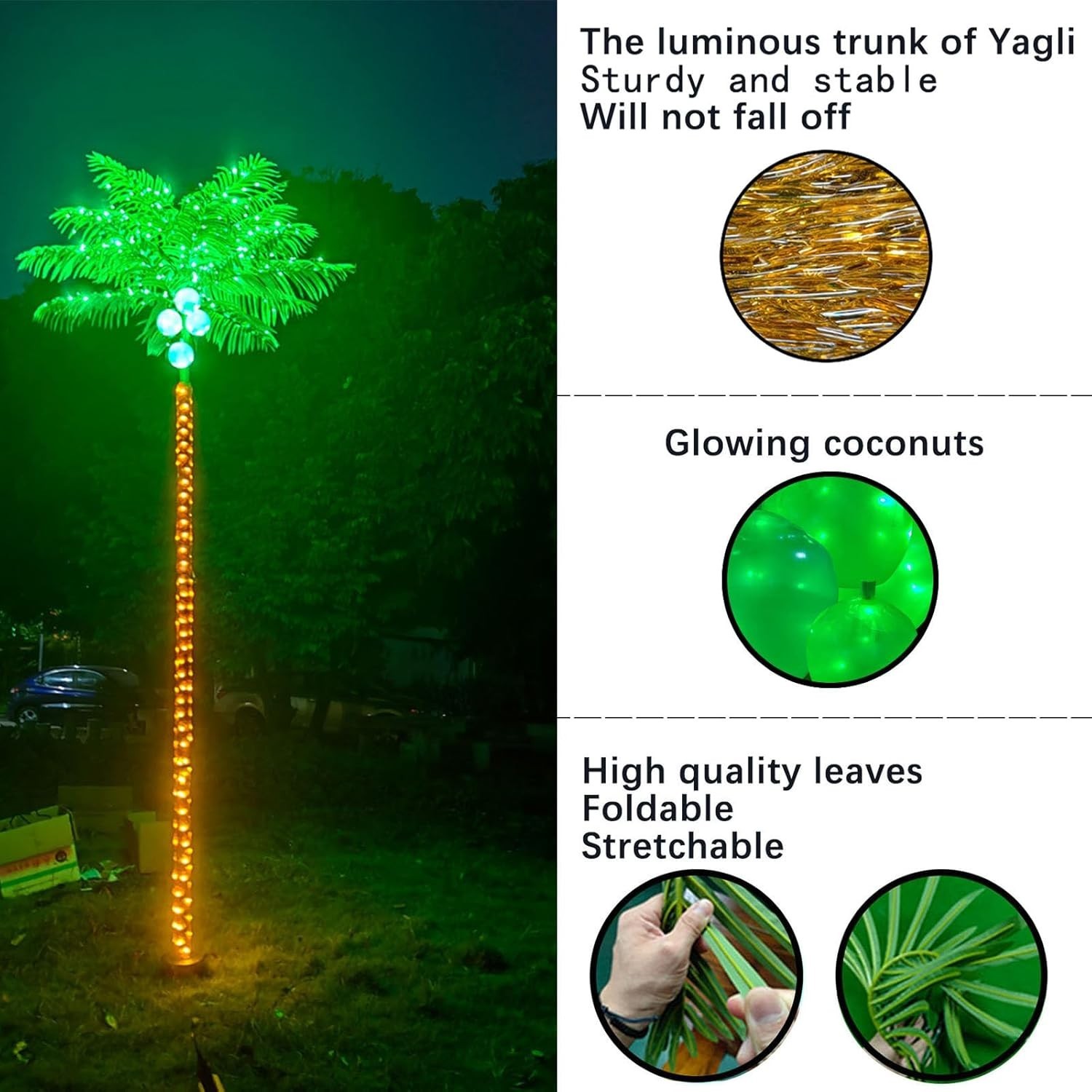 Palm Trees for Outside Patio, 9.5Ft 305 LED Lighting Artificial Palm Tree wit…