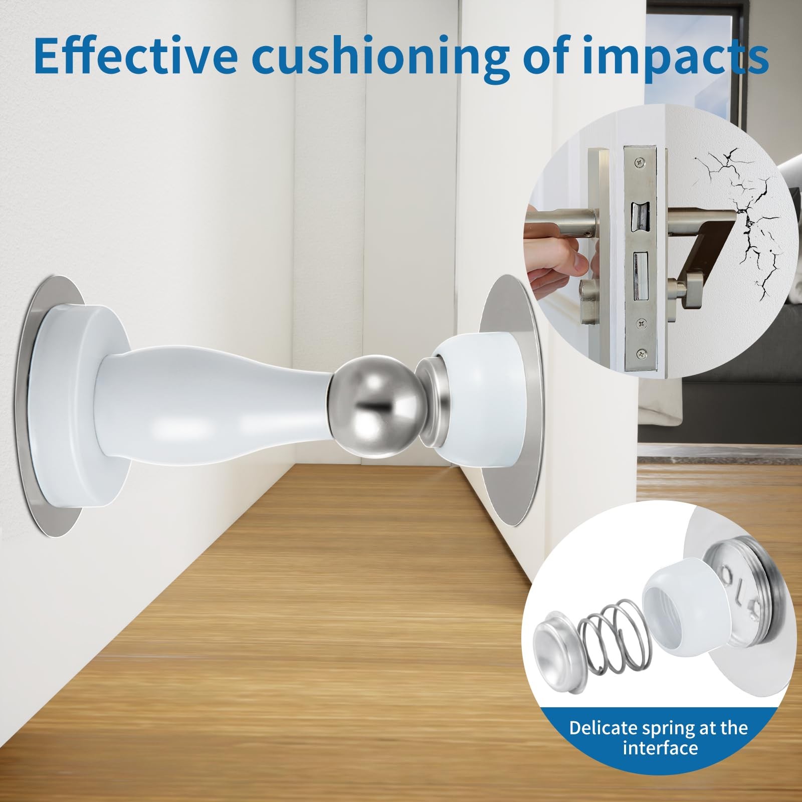 Magnetic Door Stop Stainless Steel Wall Floor Mount Door Holder White 1 Pack