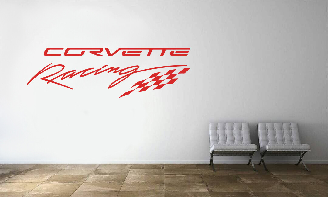 Corvette Racing Logo Wall Decal Sport Car Luxury Race Vinyl Home Decor Sticker