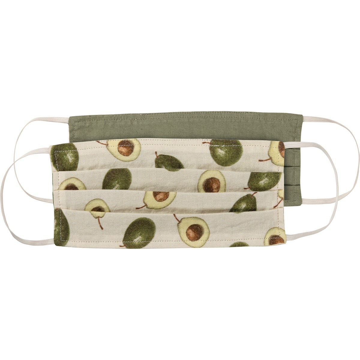 NEW!~Reversible Cotton Face Two Ply Pleated Mask~Avocado Pattern