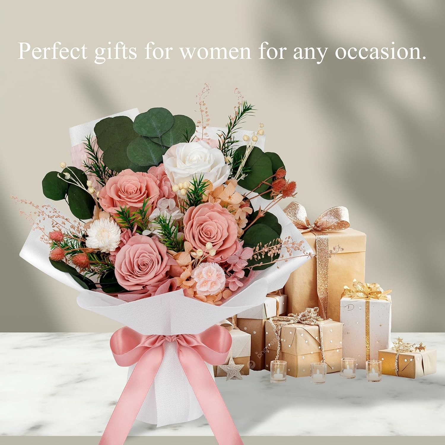 Preserved Flowers Bouquet Floral Gift for Women Mom Wife Grandma Mother’s Day