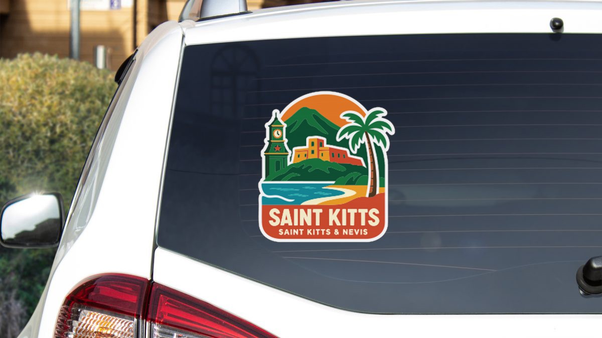 Saint Kitts Saint Kitts and Nevis Sticker Decal Vinyl Die-Cut City Skyline