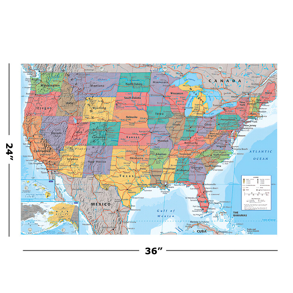 Map Of The United States Of America – Poster / Print (Usa Map) (Size: 36″ X 24″)
