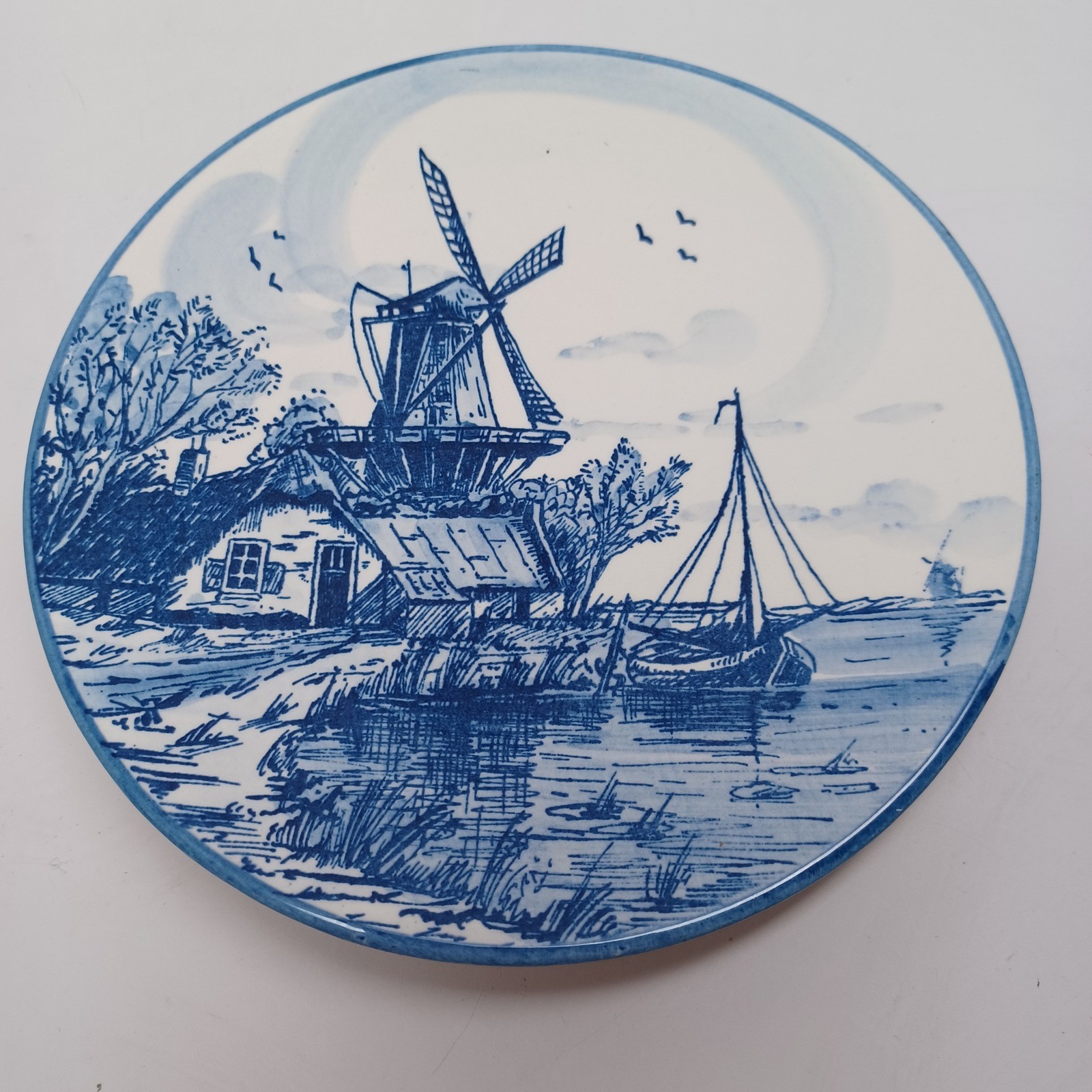 Delft Blue Handpainted Windmill Ceramic Wall Plate Made in Holland 130003