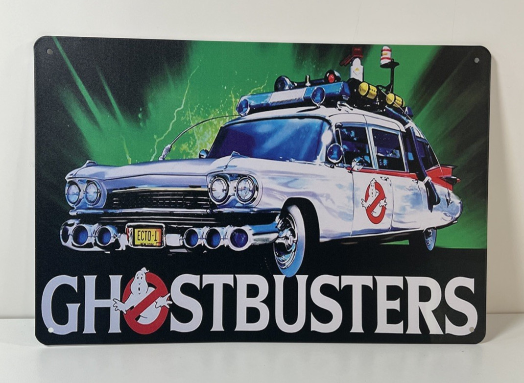 Ghostbusters ECTO-1 (8in x 12in Metal Tin Sign) Decor -Gameroom, Man Cave & more