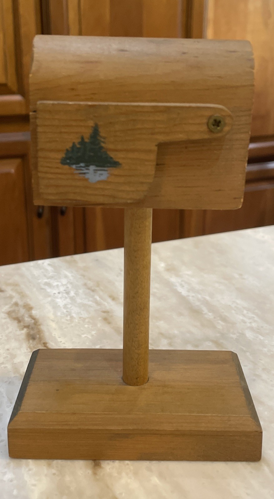 Hand Made In Minnesota Wooden Mailbox Stamp Roll Dispenser Folk Art Vintage Used