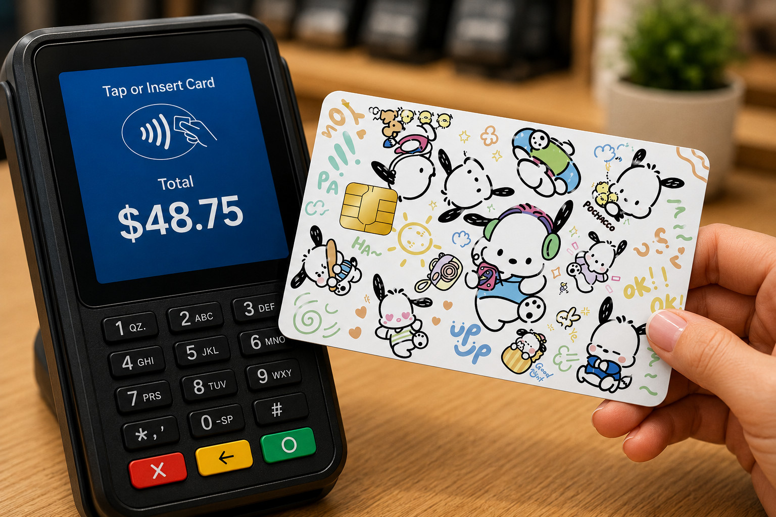 Cute Pochacco Pattern Sanrio Anime Credit Card Skin Colorful Debit Card Decal