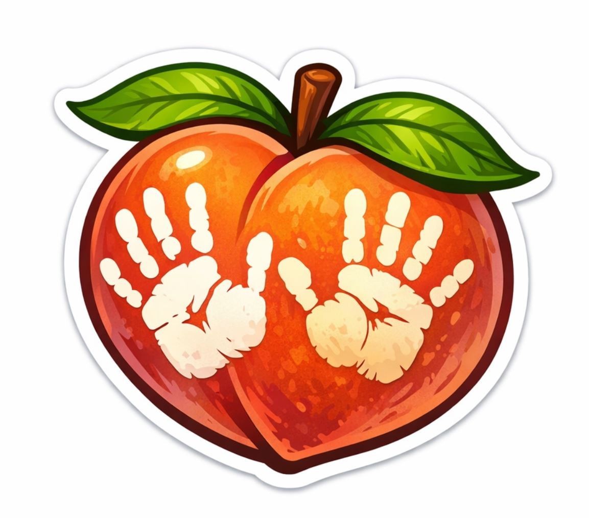 Peach Handprints 2″ Vinyl Sticker ~ Funny laptop Sticker