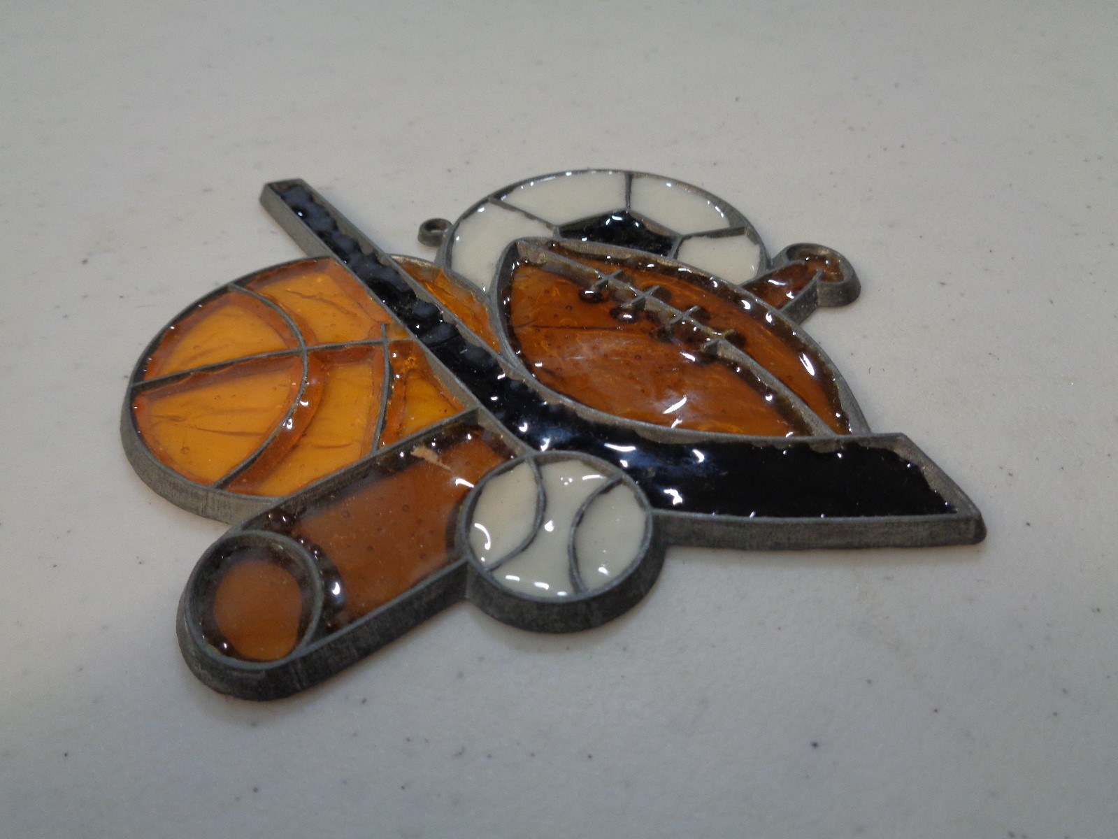 Sports Fan Suncatcher Hockey Soccer Baseball Football Handmade 3-3/4″ x 4″ Small