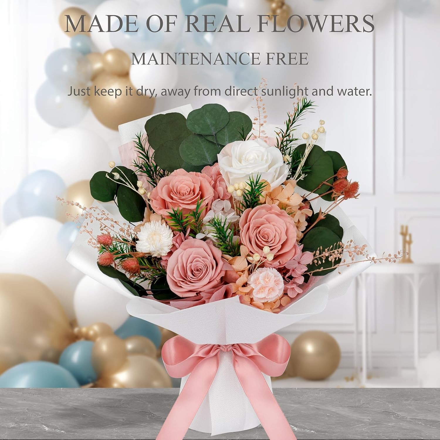 Preserved Flowers Bouquet Floral Gift for Women Mom Wife Grandma Mother’s Day