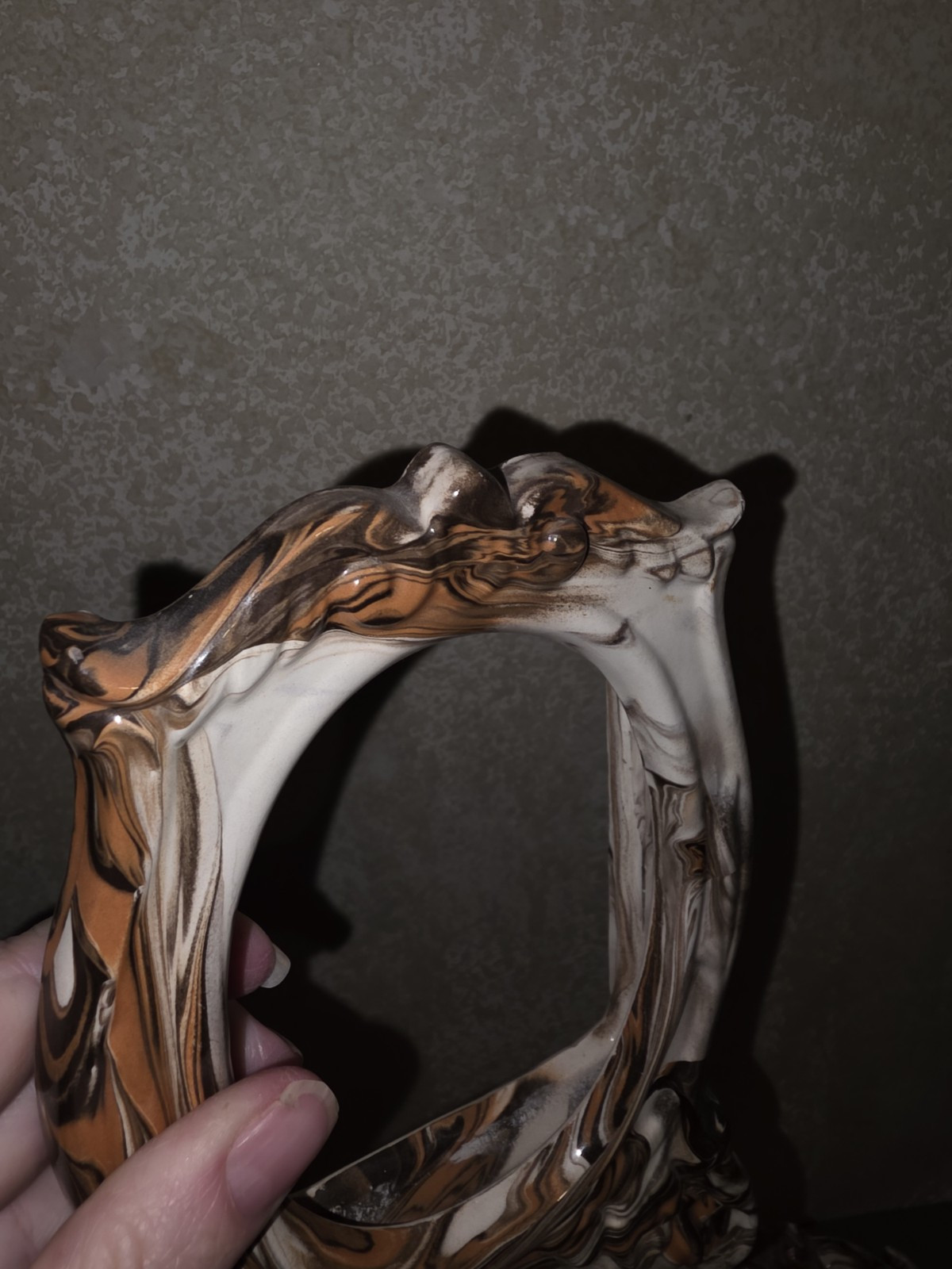 Unique & Neat Pair Of White/Orange/Brown Swirl Picture Frames. AS IS