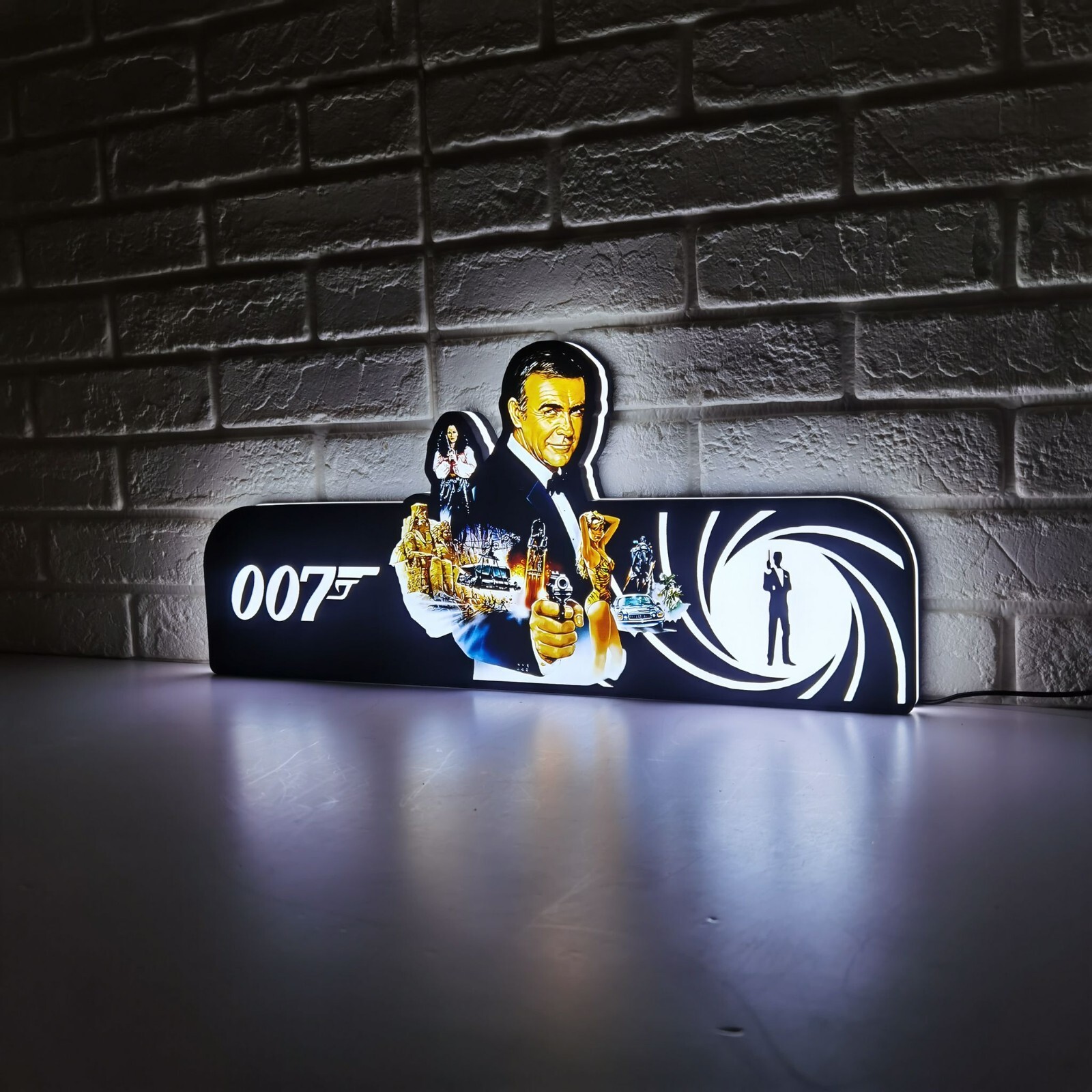 Rare 007 James Bond Pinball Topper Light Box LED Pinball Arcade Decor