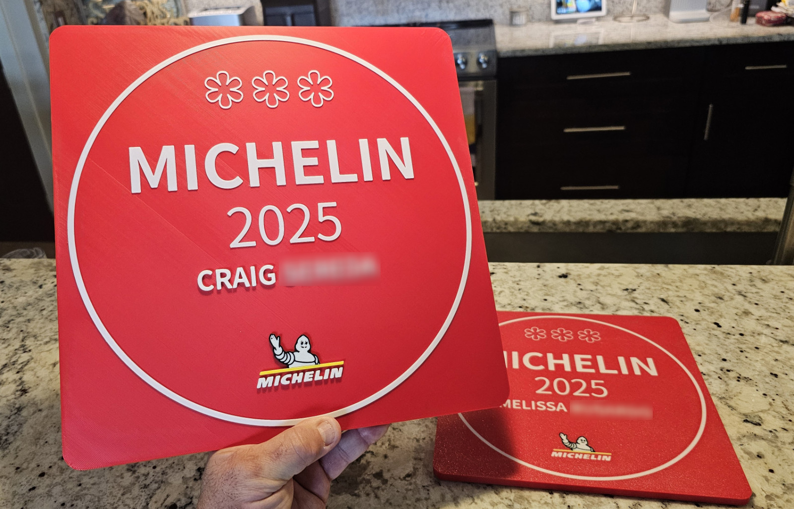 Custom 2-Sided Michelin Star Wall Plaque, Gift For Chef, Cook, Restaurant or MOM