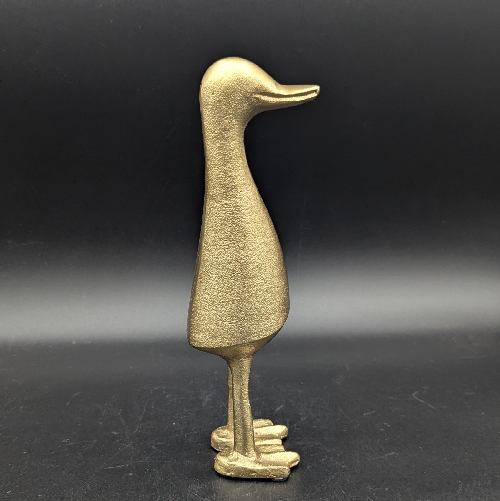 Minimalist Gold Standing Duck Sculpture – Cast Aluminum