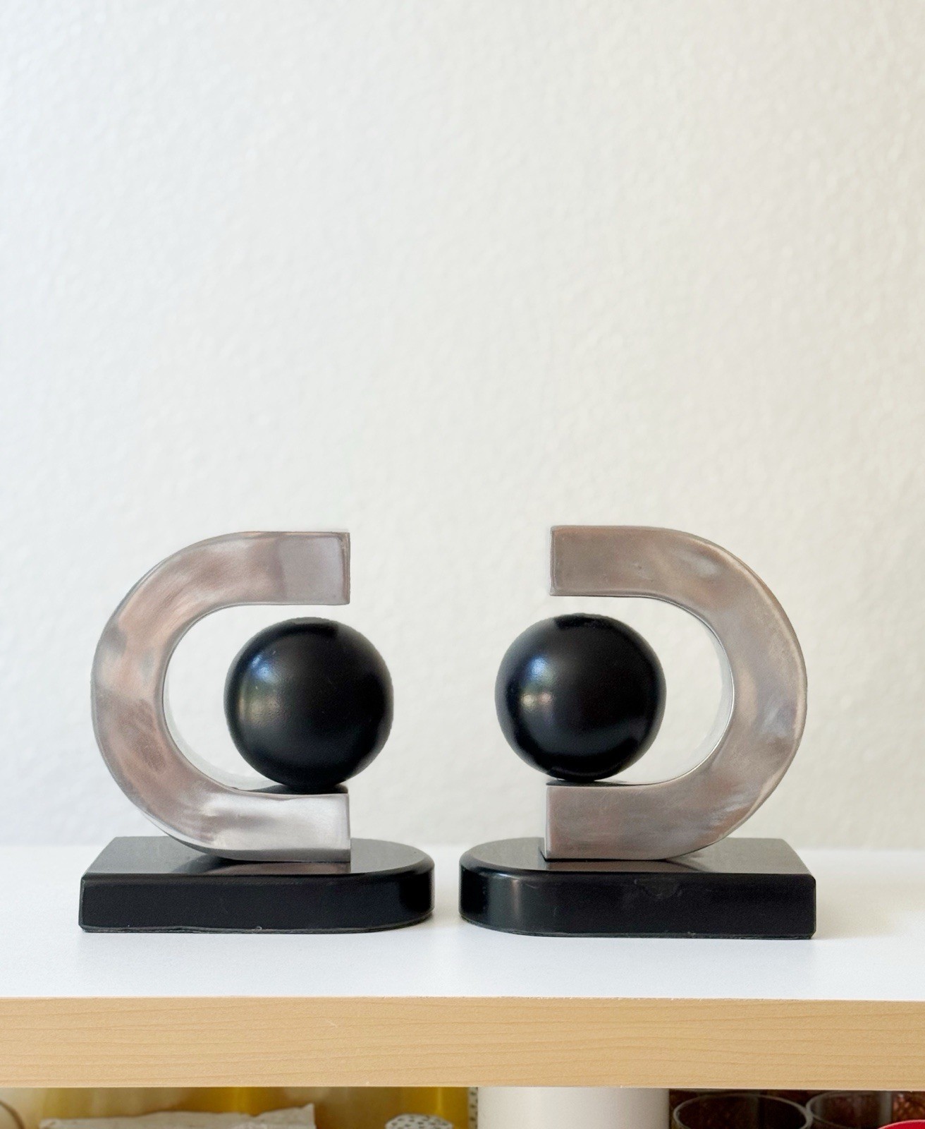 Donald Trump Home 2008 Bookends: Black Ball Orb Sculpture