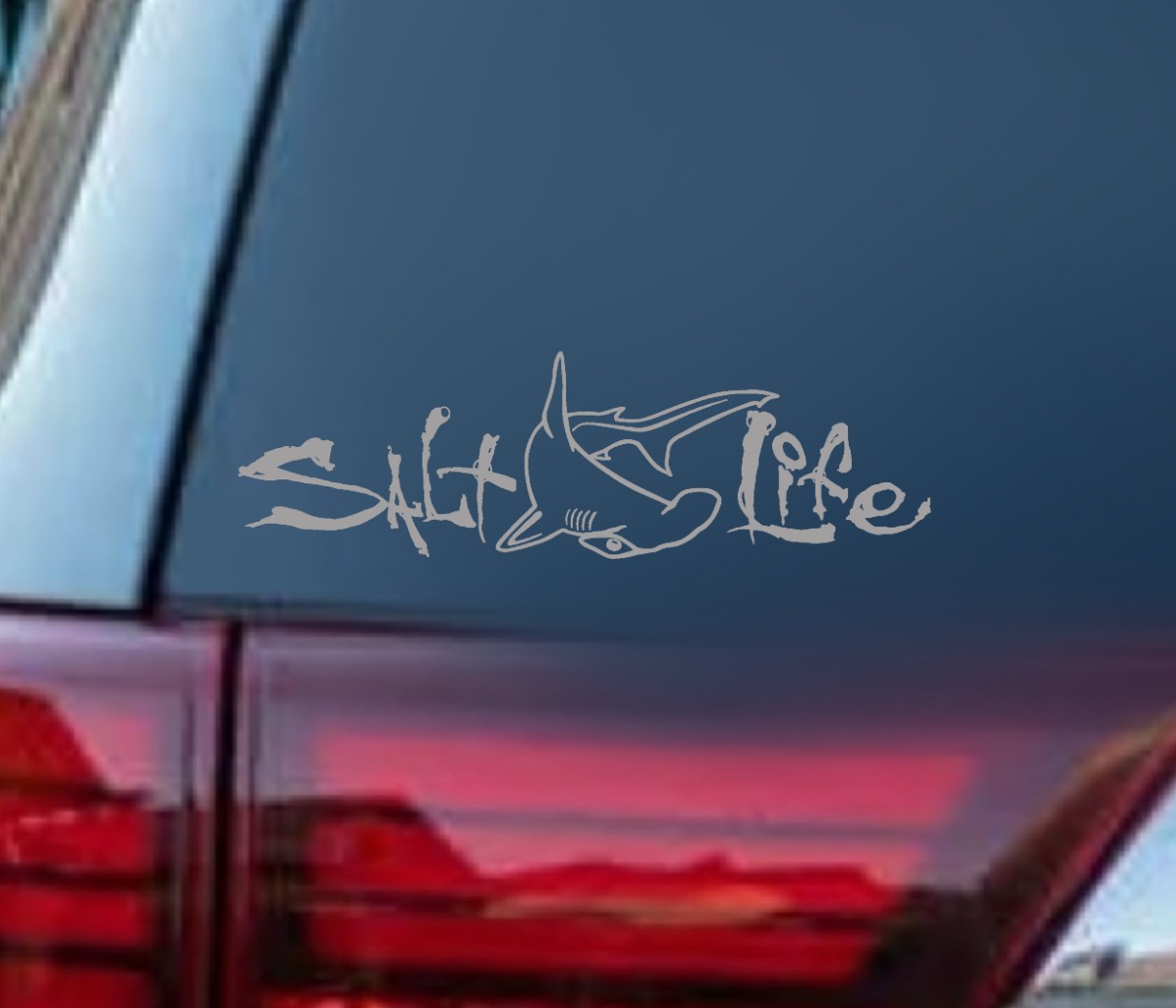 Salt life hammerhead, shark fish Deep Sea – Vinyl Decal Sticker – 8” v2