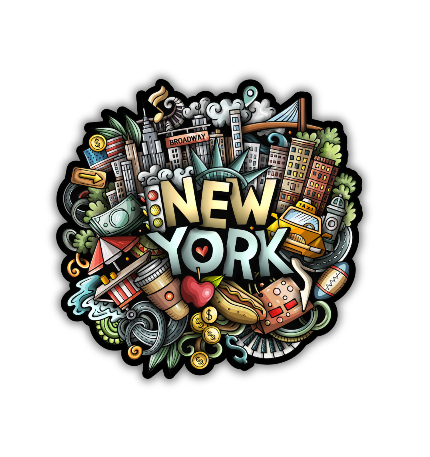 New York City NYC Abstract Art Fridge Magnet or Laptop Sticker