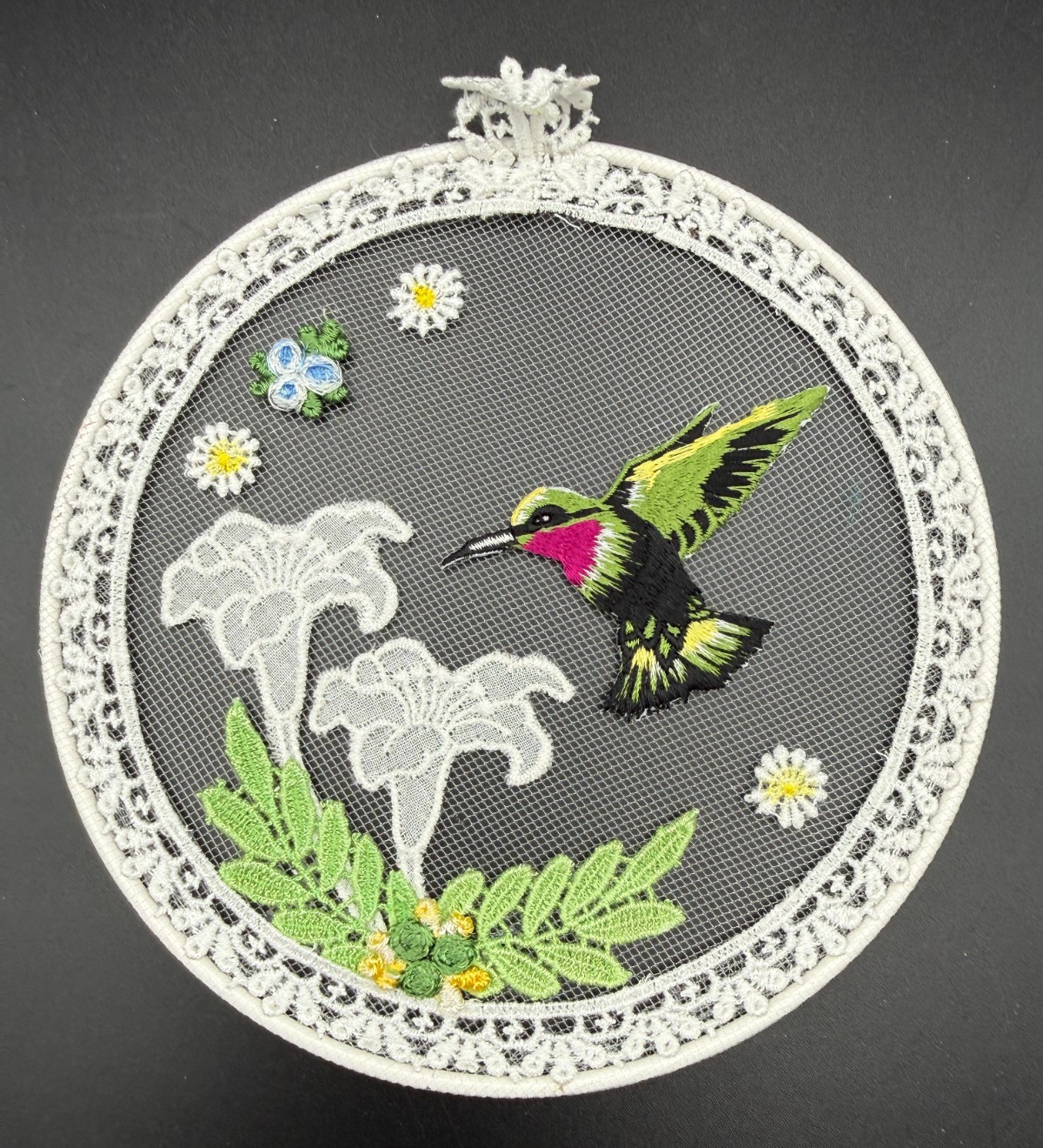 Hummingbird Sun Catcher – Lace – 6 Inches round delicate design