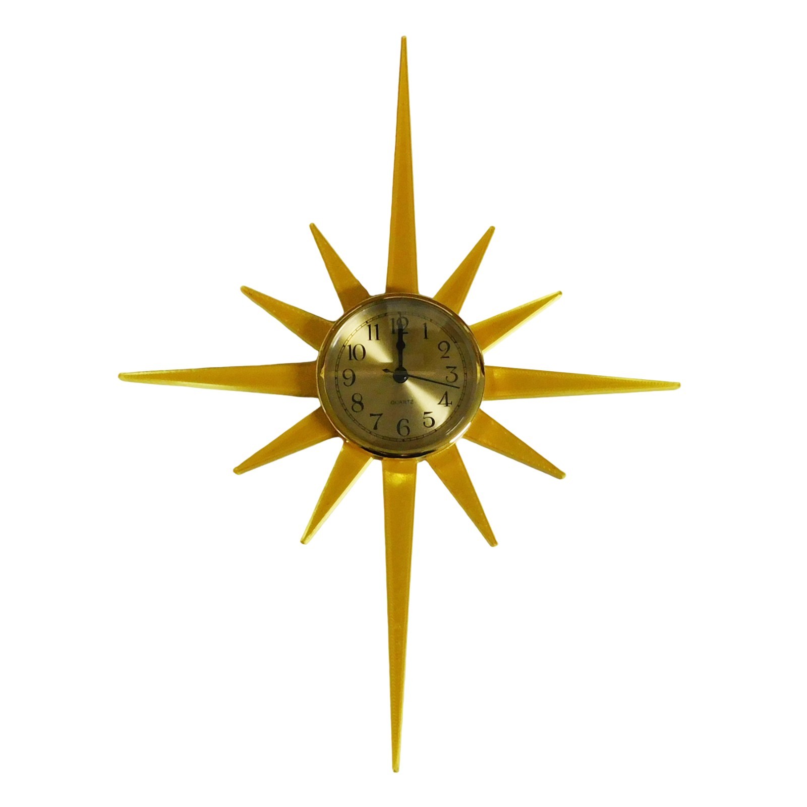 Mid Century Modern Sunburst Wall Clock – 3D Printed– 16″ x 12″