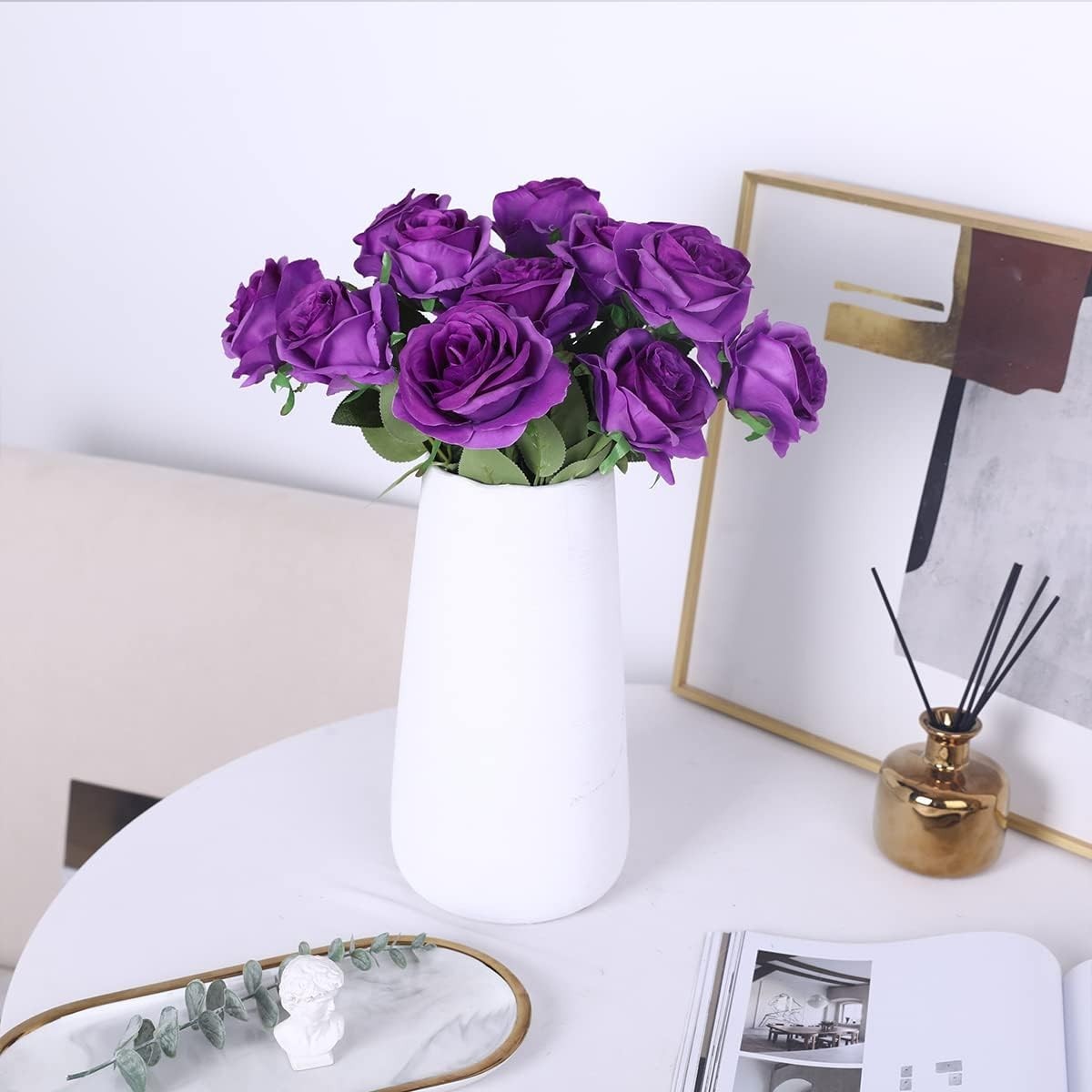 Lifelong 10Pcs Realistic Purple Artificial Roses – Perfect for All Occasions