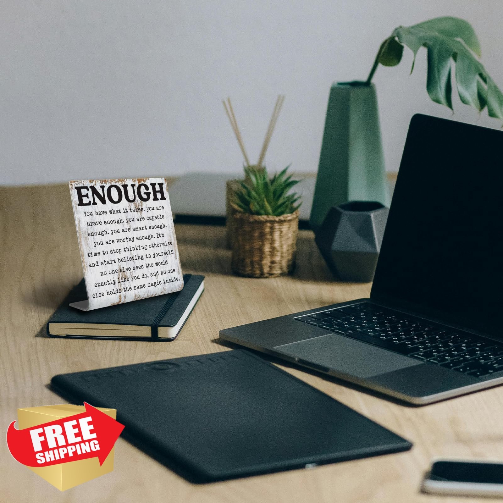 Enough Inspirational Desk Sign Self Worth Affirmation Plaque