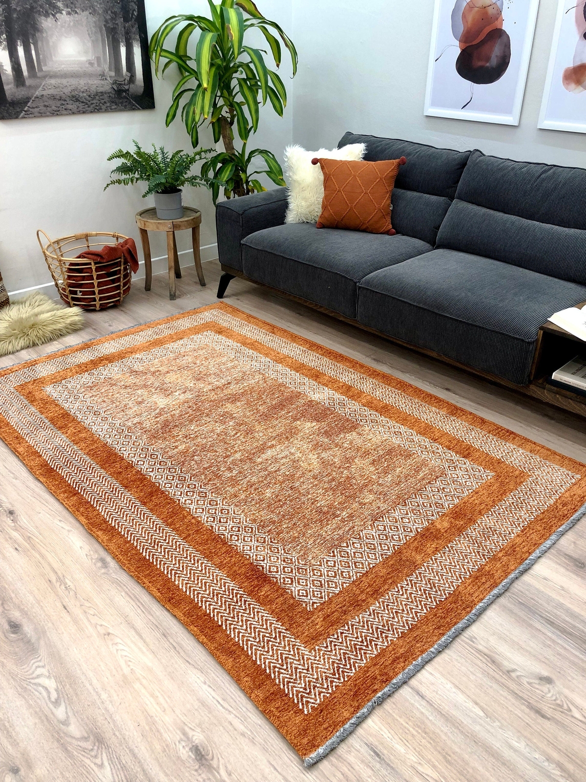 Alfa Rich Scandinavian Burnt Orange Washable Area Rugs for Living Room Bedroom
