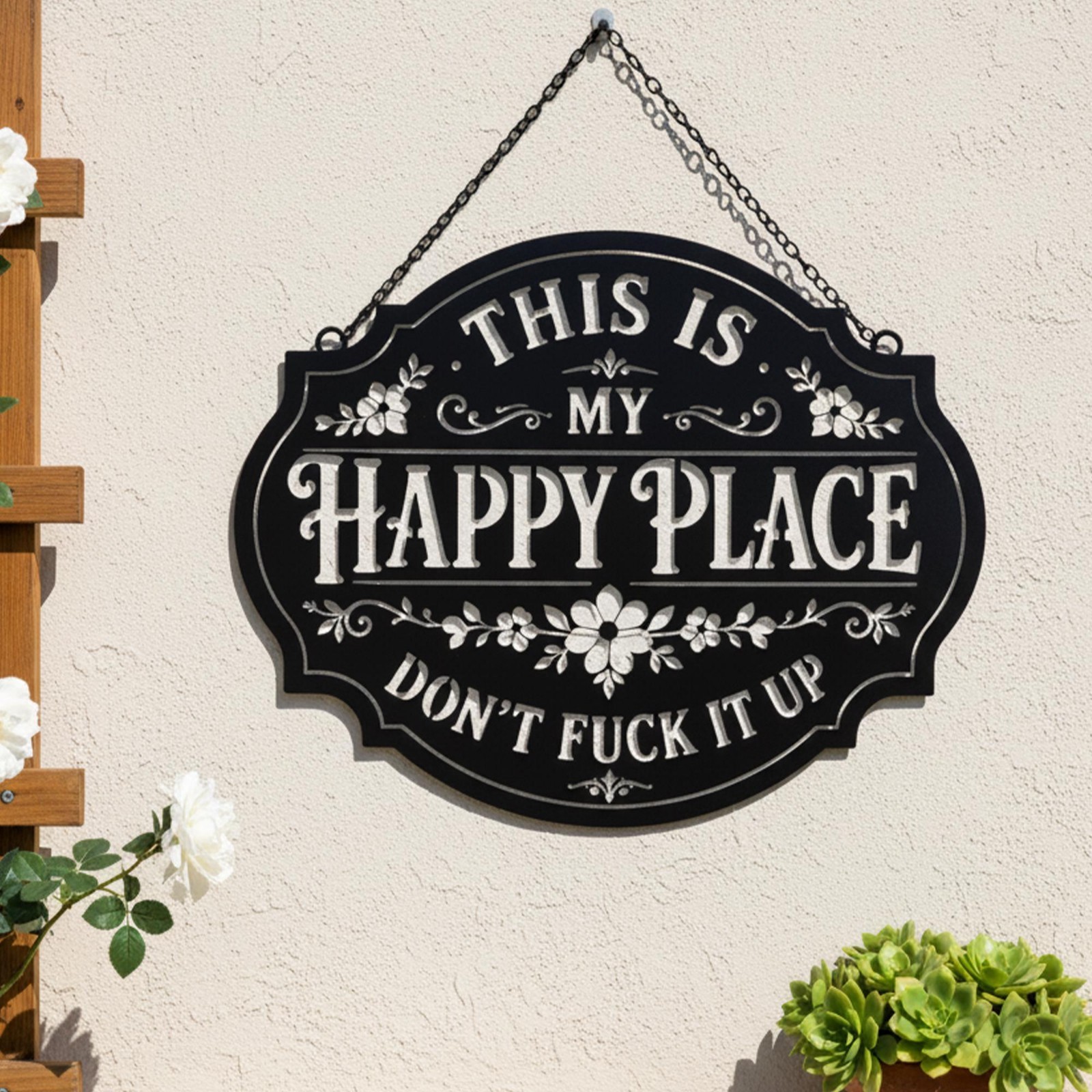 ”This Is My Happy Place” Funny Metal Sign – Sarcastic Home Decor