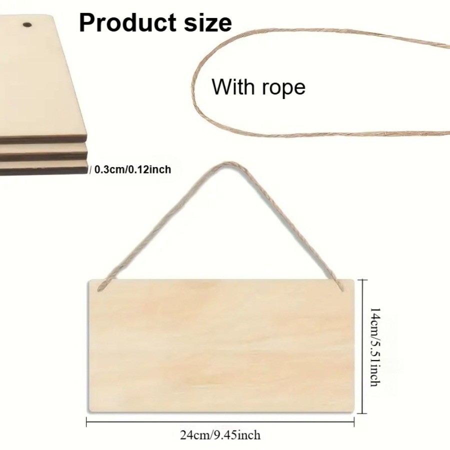 20/40/60pcs, Unprocessed Smooth Wooden Board, Wooden Signboard (With Rope)