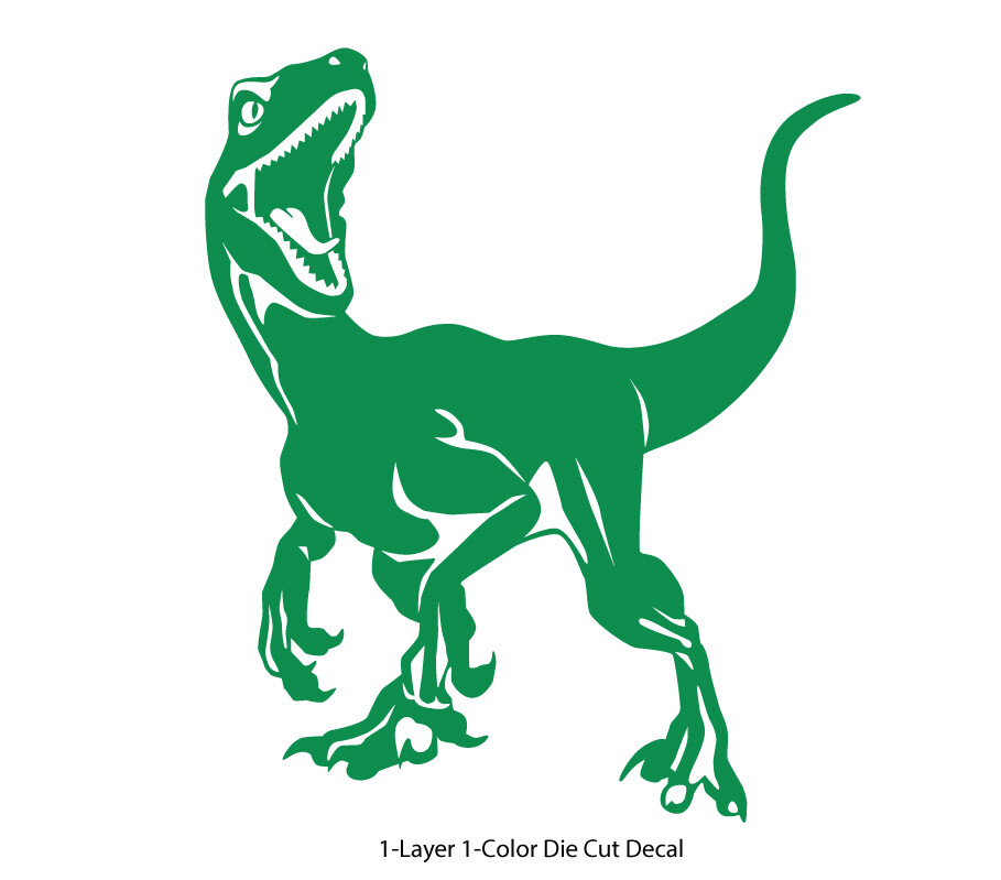 Dinosaur – Roaring Velociraptor #2 – Jurassic Period – 4-21″ wide – DieCut Decal