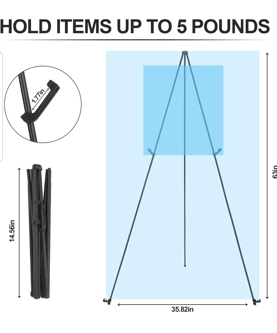 Display Easel Stand for All Occasions Poster 63” Portable Metal Art Easel Stand
