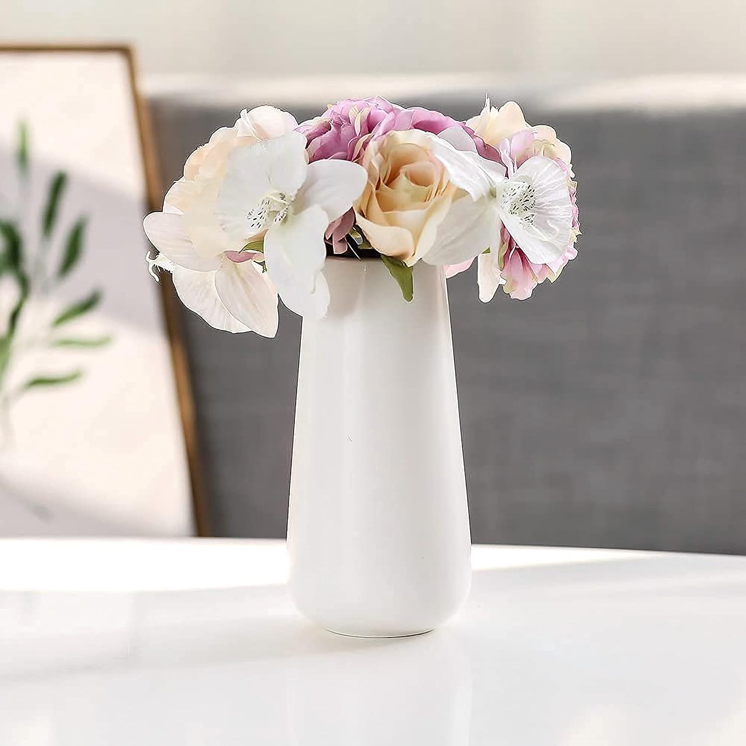 Versatile 8-Inch Oval Ceramic Vase with Matte Finish – Decor for All Occasions