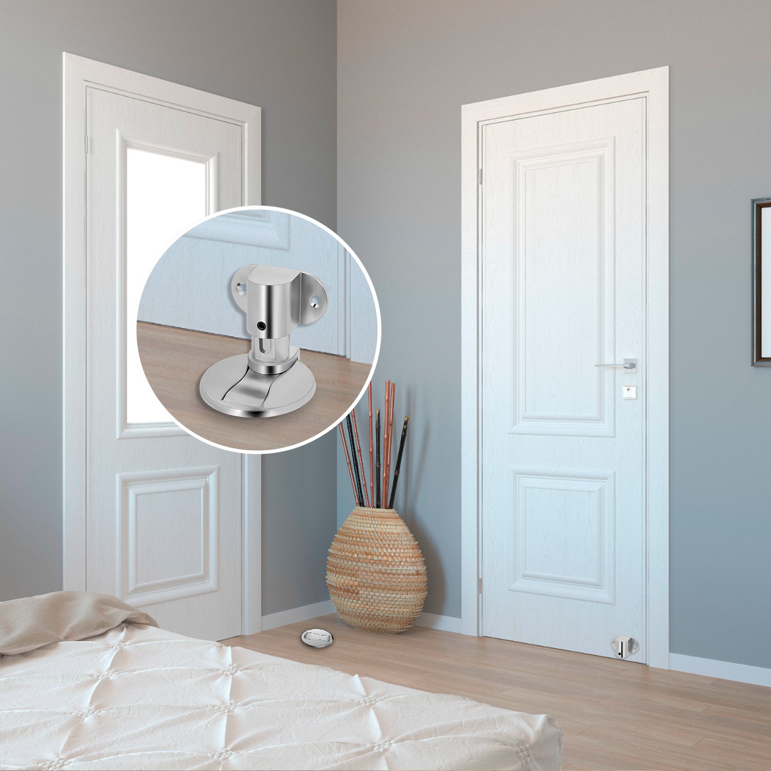 Stainless Steel Magnetic Door Stop,1 Pack Heavy Duty Door Stopper, Mount Magnets