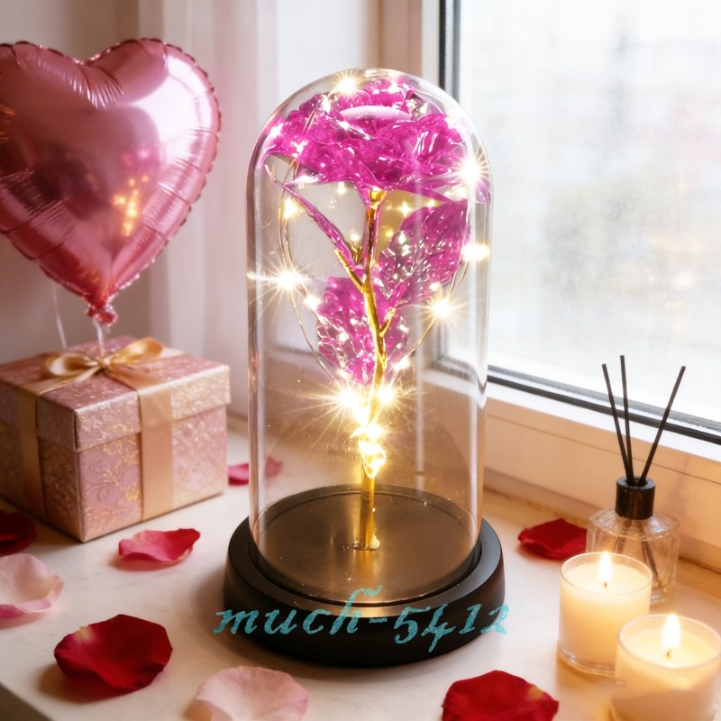 Eternal Forever Galaxy Rose Flower In Glass Dome LED Light Valentine’s Day Gifts