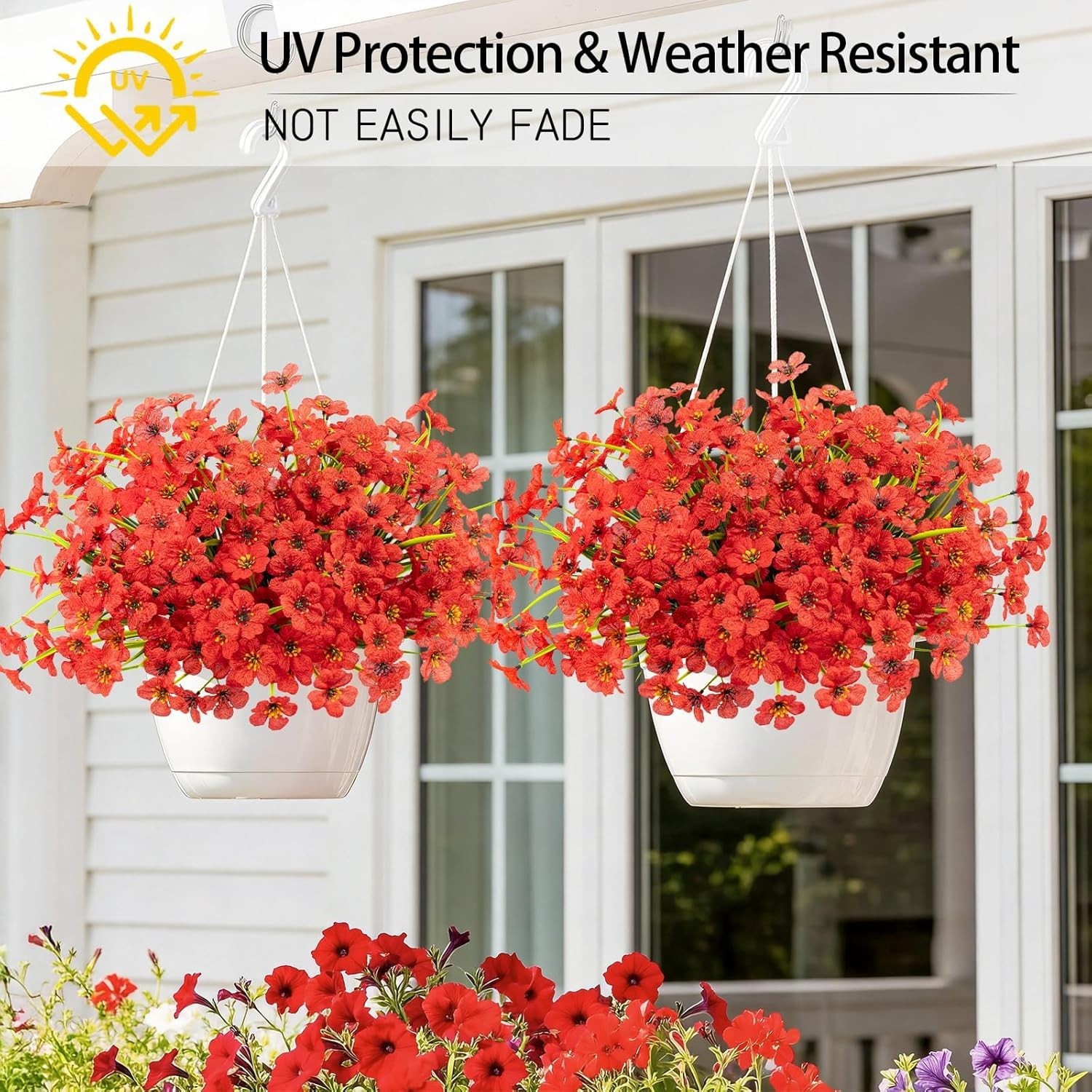 Ultra-Realistic Outdoor Faux Flowers – 12 Bundles, Easy Care & Customizable