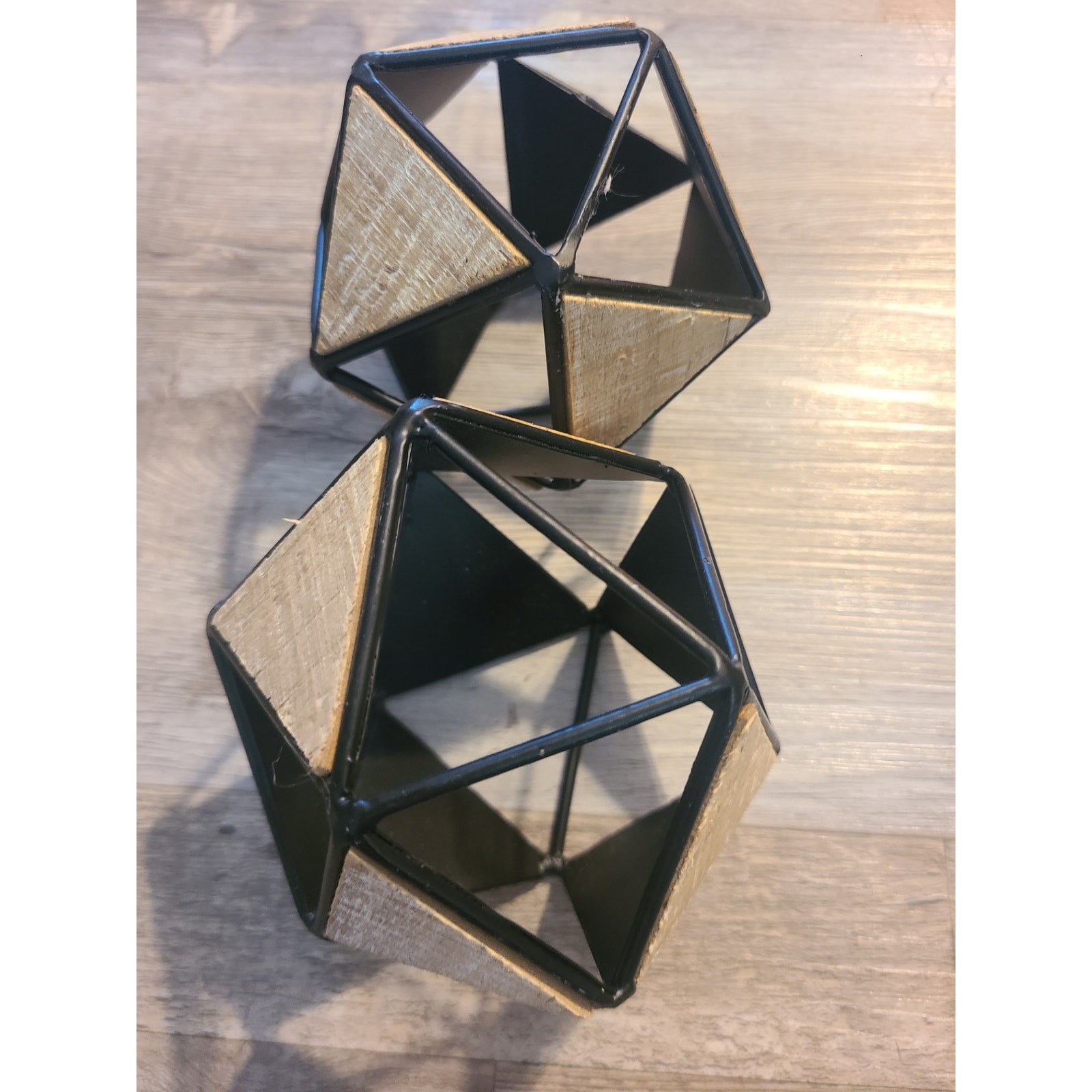 Unknown brand pair of geometric black metal sphere home decor