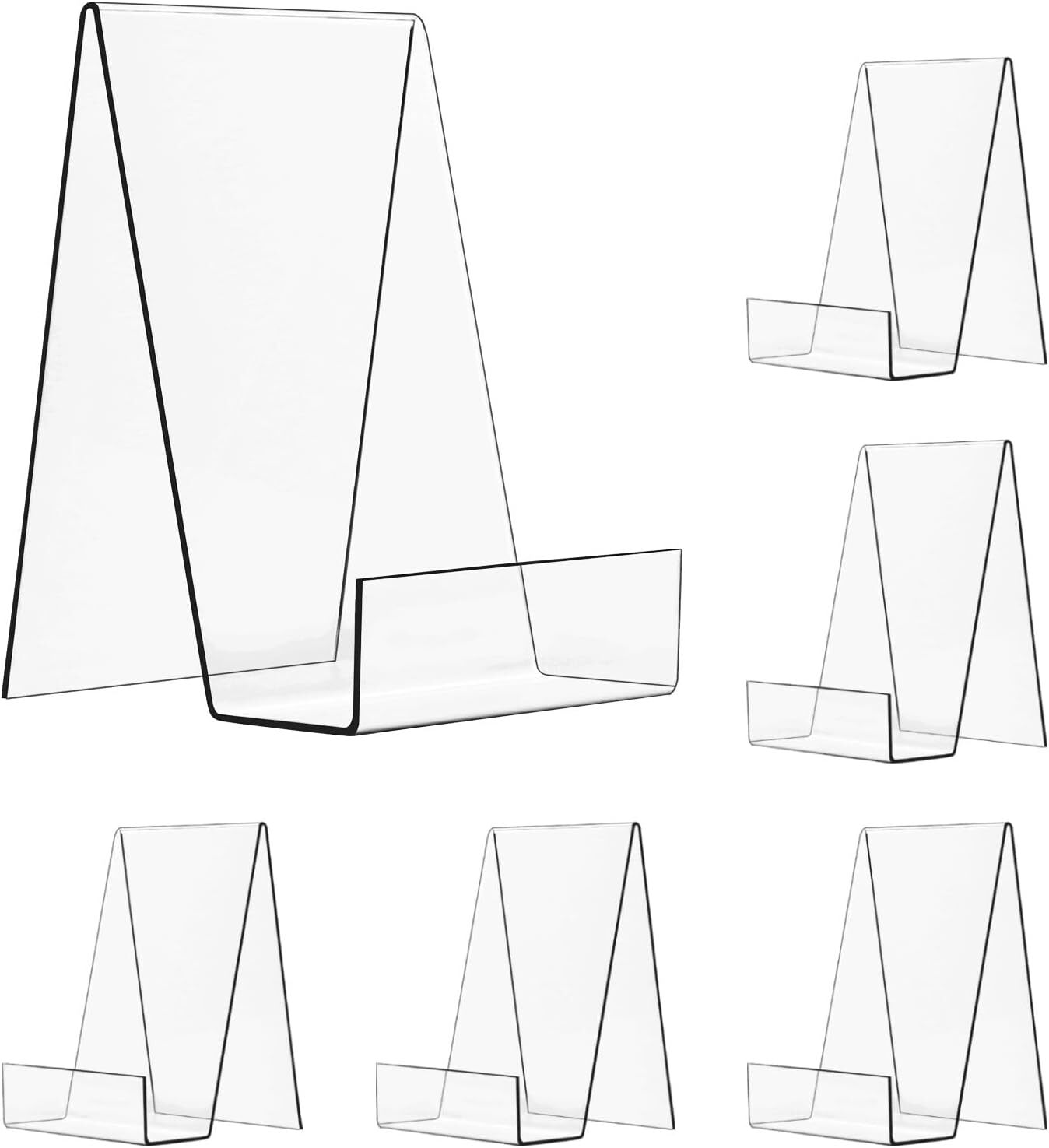 6 Pack Acrylic Book Stand Clear Easel Stand for Display Book Display Holder Tool