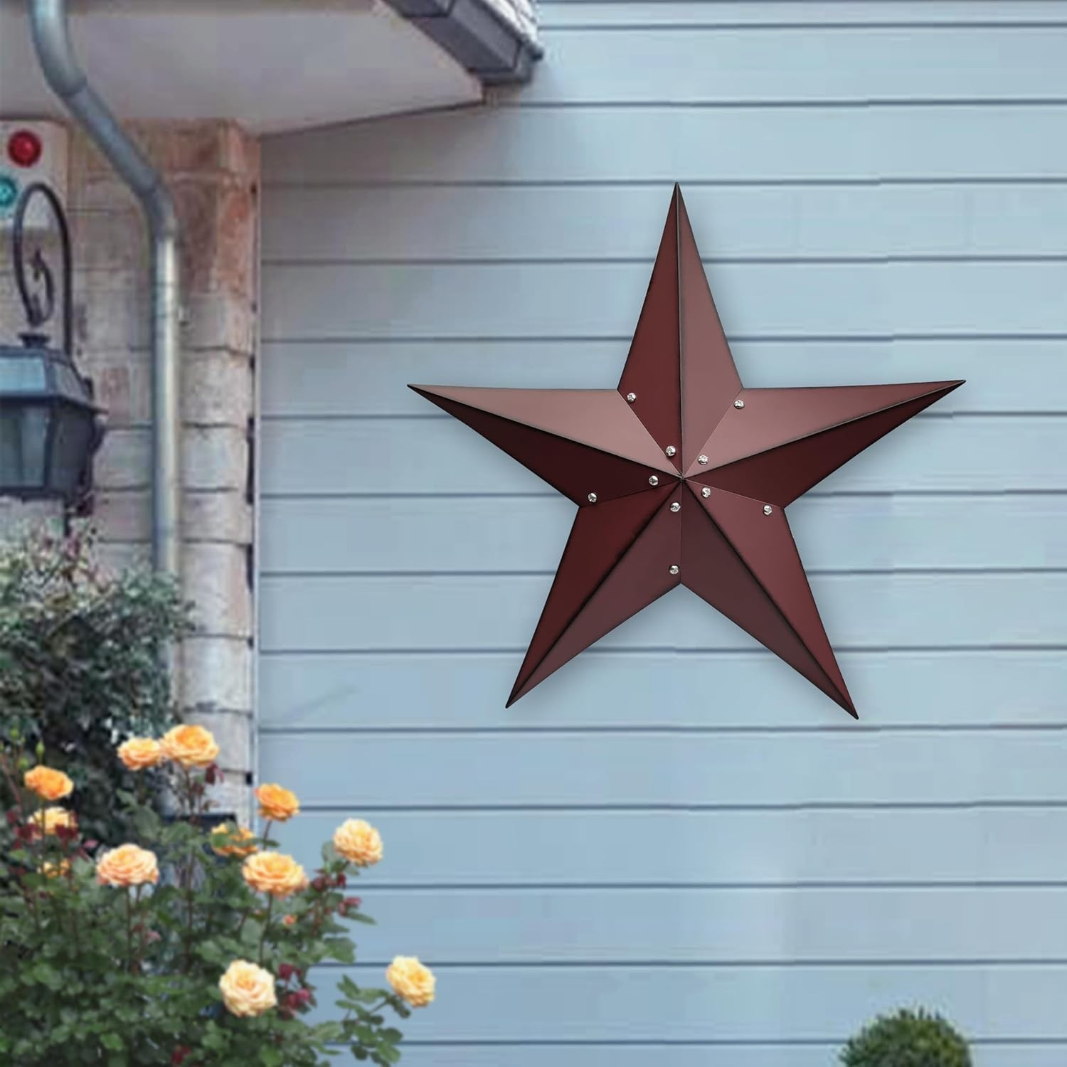 24″ Rustic Metal Barn Star Wall Decor-Handmade Red Barn Stars Indoor o…