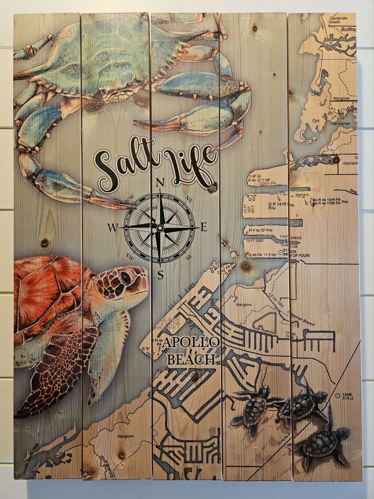 Salt Life Wooden Wall Art Sign-Apollo Beach Map Wall Art By Map Mom