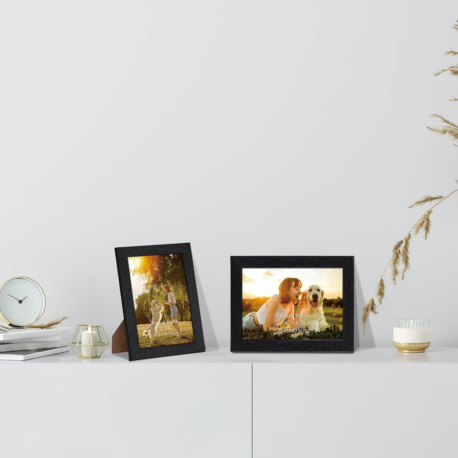 4×6 Picture Frame Set of 15, Black Picture Frames Display 4 by 6 Photo for Wall