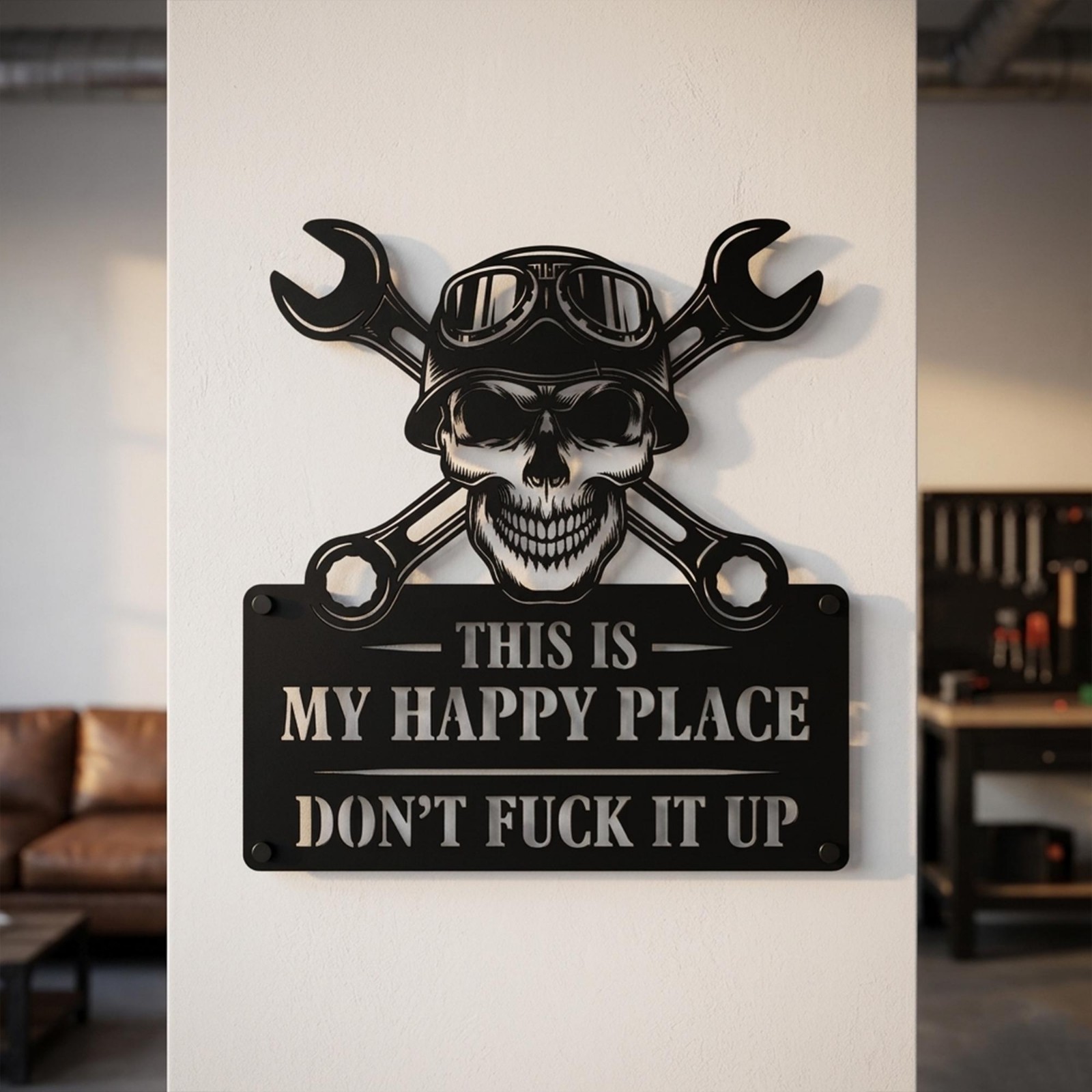 Funny Metal Sign This Is My Happy Place, Sarcastic Rustic Decor Gift