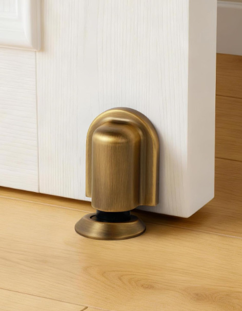 Magnetic Door Stop Floor Mounted Door Holder Stopper Black Metal Adhesive or Scr