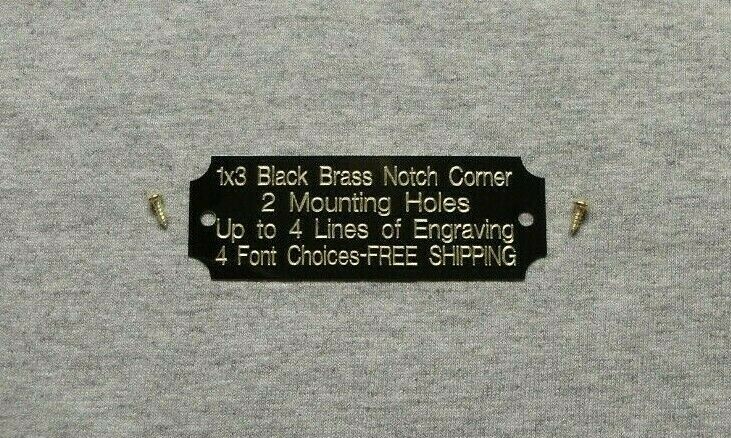 1×3 Custom Engraved Notch Corner Black Brass Plate 2 Mtg.Holes Plaque Trophy