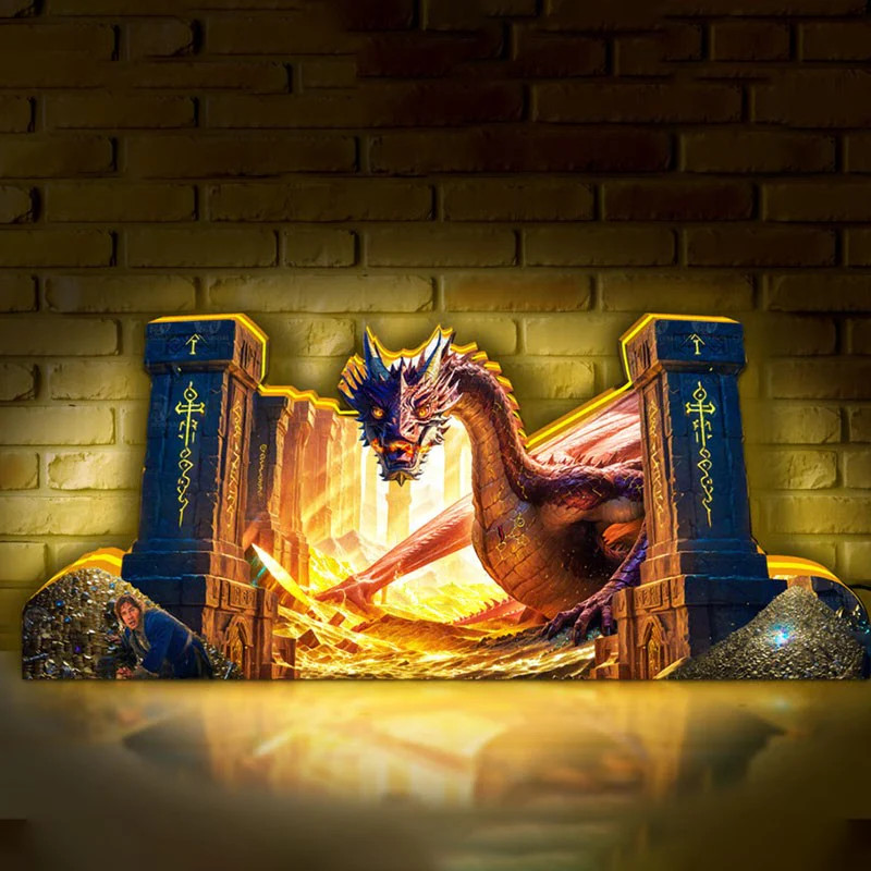 The Hobbit Smaug’S Lair 3D Printed Led Lightbox for Pinball Topper Arcade Decor