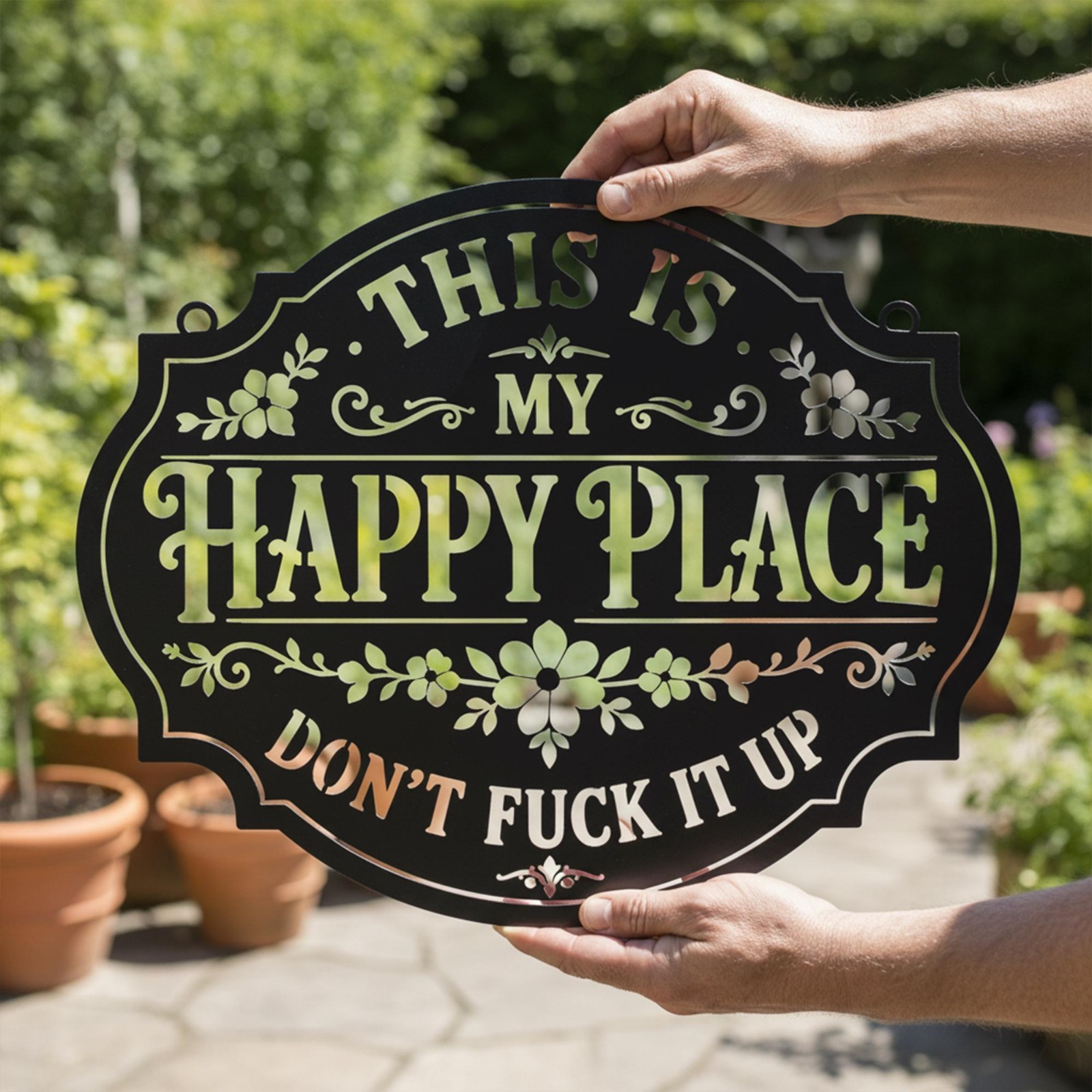 ”This Is My Happy Place” Funny Metal Sign – Sarcastic Home Decor