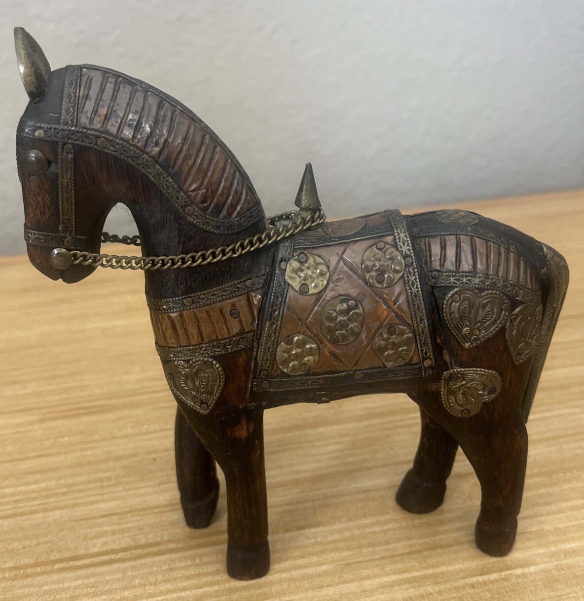 Brass And Copper Decorative Horse Statue. 6 Inch Length And 6.5 Inch Tall.